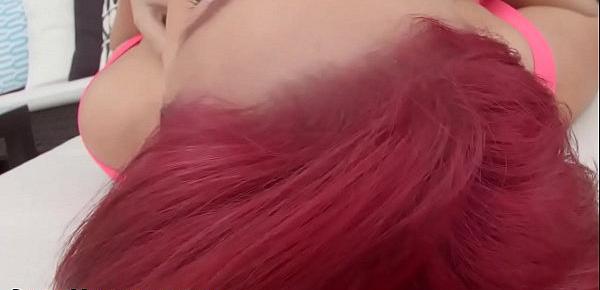  Big tittied redhead rubs